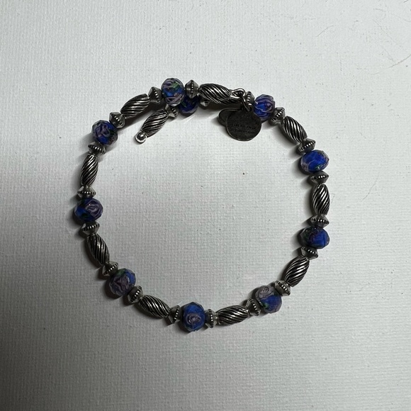 Alex and Ani Vintage 66 blue & silver wrap bracelet - Picture 1 of 6